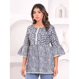 BAESD Floral Print Flared Sleeve Cotton Top image 1