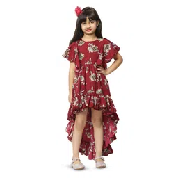 BAESD Floral Print Flared Sleeve Crepe Fit & Flare Dress-picture-23