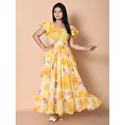 BAESD Floral Print Flared Sleeve Georgette Maxi Dress-picture-18