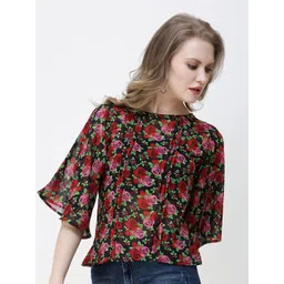 BAESD Floral Print Flared Sleeve Georgette Top-picture-33