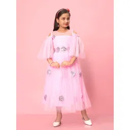 BAESD Floral Print Flared Sleeve Net Fit & Flare Maxi Dress-picture-25