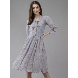 BAESD Floral Print Georgette Peplum Dress-picture-17