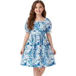 BAESD Floral Print Puff Sleeve Fit & Flare Dress-picture-53