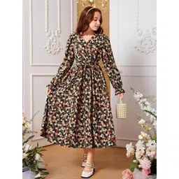 BAESD Floral Print Puff Sleeve Fit & Flare Midi Dress-picture-28