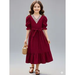 BAESD Floral Print Puff Sleeve Fit & Flare Midi Dress-picture-28