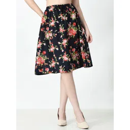 BAESD Floral Printed Crepe Knee Length Skirt-picture-34
