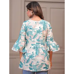 BAESD Floral Printed Flared Sleeves Pure Cotton Kurti image 4