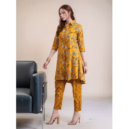 BAESD Floral Printed Pure Cotton Shirt Collar Tunic With Trouser-picture-36