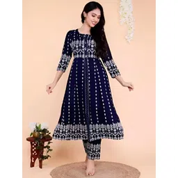 BAESD Floral Printed Round Neck Kurta with Trousers-picture-39