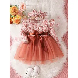 BAESD Floral Printed Round Neck Net Fit & Flare Dress-picture-13