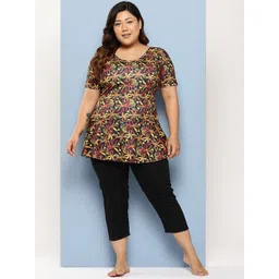 BAESD Floral Printed Round Neck Plus Size Swimming Dress With Cap-picture-37