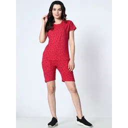 BAESD Floral Printed Round Neck Short Sleeves Pure Cotton T-Shirt With Shorts-picture-23