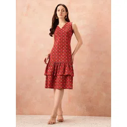 BAESD Floral Printed Ruffled Cotton Drop-Waist Dress image 1