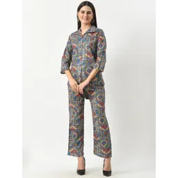 BAESD Floral Printed Shirt Collar Shirt With Trousers-picture-19