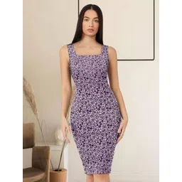 BAESD Floral Printed Square Neck Bodycon Dress-picture-11