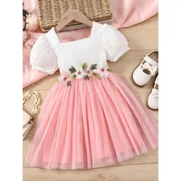 BAESD Flutter Sleeve Net Puff Sleeves Fit & Flare Dress-picture-41