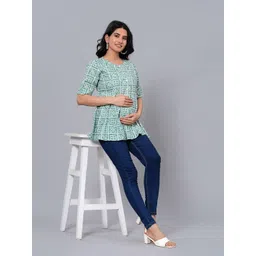 BAESD Geometric Print Round Neck Maternity A-Line Top-picture-20