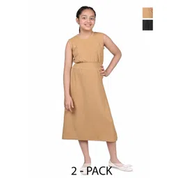 BAESD Girl Pack Of 2 Round Neck A-Line Midi Dress-picture-20