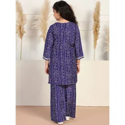 BAESD Girls Bandhani Printed Regular Kurta with Trousers image 4