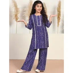 BAESD Girls Bandhani Printed Regular Kurta with Trousers image 1