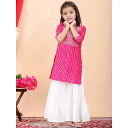 BAESD Girls Bandhani Printed Regular Sequinned Kurti with Sharara-picture-18