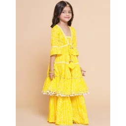 BAESD Girls Bandhani Printed Tiered Pure Cotton Kurta & Sharara With Dupatta-picture-27