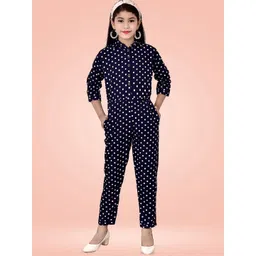 BAESD Girls Blue & White Printed Basic Jumpsuit-picture-21