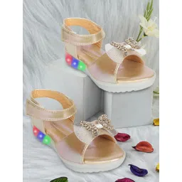 BAESD Girls Bow Detailed LED Open Toe Flats-picture-10