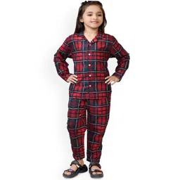 BAESD Girls Checkered Printed Cotton Shirt With Trousers Clothing Set-picture-36