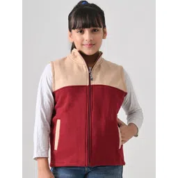 BAESD Girls Colourblocked Stand Collar Lightweight Fleece Open Front Jacket-picture-30