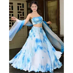 BAESD Girls Dyed Semi-Stitched Lehenga & Unstitched Blouse With Dupatta-picture-14