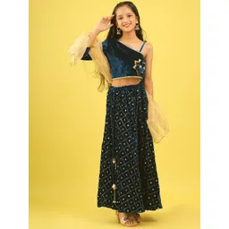 BAESD Girls Embellished One Shoulder Thread Work Lehenga & Blouse With Dupatta-picture-27