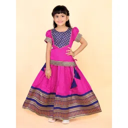 BAESD Girls Embellished Puffed Sleeves Zari Ready to Wear Lehenga Choli-picture-20