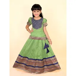 BAESD Girls Embellished Puffed Sleeves Zari Ready to Wear Lehenga Choli-picture-21