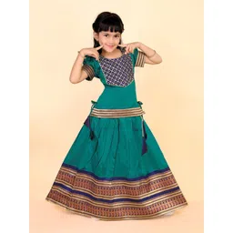 BAESD Girls Embellished Puffed Sleeves Zari Ready to Wear Lehenga Choli-picture-48