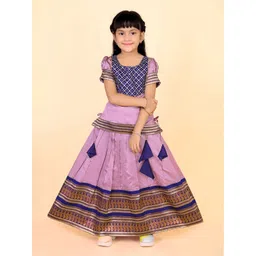 BAESD Girls Embellished Puffed Sleeves Zari Ready to Wear Lehenga Choli-picture-34