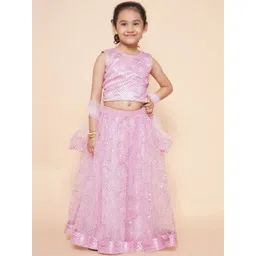 BAESD Girls Embellished Sequinned Ready to Wear Lehenga & Blouse With Dupatta-picture-10