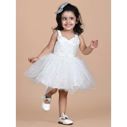 BAESD Girls Embellished Shoulder Straps Net Fit & Flare Party Dress-picture-24