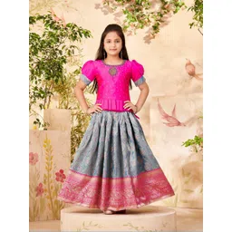 BAESD Girls Embroidered Beads and Stones Ready to Wear Lehenga & Blouse-picture-25
