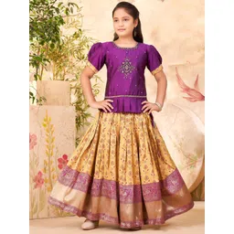 BAESD Girls Embroidered Beads and Stones Ready to Wear Lehenga & Blouse-picture-21