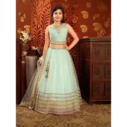 BAESD Girls Embroidered Beads and Stones Ready to Wear Lehenga & Blouse With Dupatta-picture-41