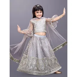 BAESD Girls Embroidered Bell Sleeves Ready To Wear Lehenga & Blouse With Dupatta-picture-37