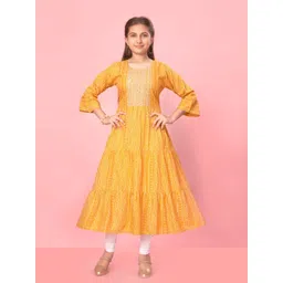 BAESD Girls Embroidered Round Neck Sequins Pure Cotton Anarkali Kurta-picture-11