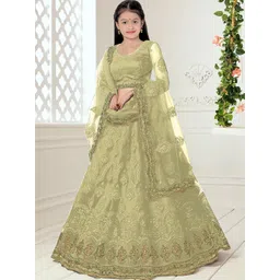 BAESD Girls Embroidered Semi-Stitched Lehenga & Unstitched Blouse With Dupatta-picture-25