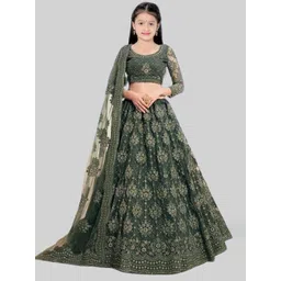 BAESD Girls Embroidered Semi-Stitched Net Lehenga & Unstitched Blouse With Dupatta-picture-31