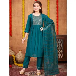 BAESD Girls Embroidered Sequin With Gota Work Art Silk Kurti Pant Set-picture-30