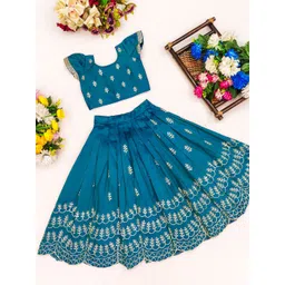 BAESD Girls Embroidered Sequinned Foil Print Ready to Wear Lehenga & Top-picture-24
