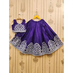 BAESD Girls Embroidered Sequinned Ready to Wear Lehenga &-picture-22