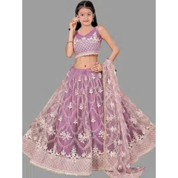 BAESD Girls Embroidered Thread Work Semi-Stitched Lehenga & Unstitched Blouse With Dupatta-picture-53