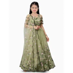 BAESD Girls Embroidered Thread Work Semi-Stitched Lehenga & Unstitched Blouse With Dupatta-picture-26